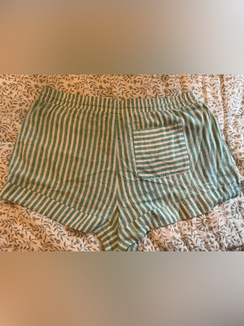 Universal Thread Green & White Striped High Waist Drawstring Shorts - XL - Picture 4 of 7